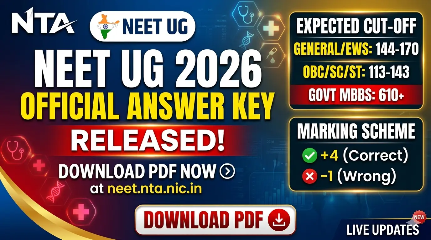 NTA NEET UG Official Answer Key 2026 Released: Download PDF, Marking Scheme, and Expected Cut-Off