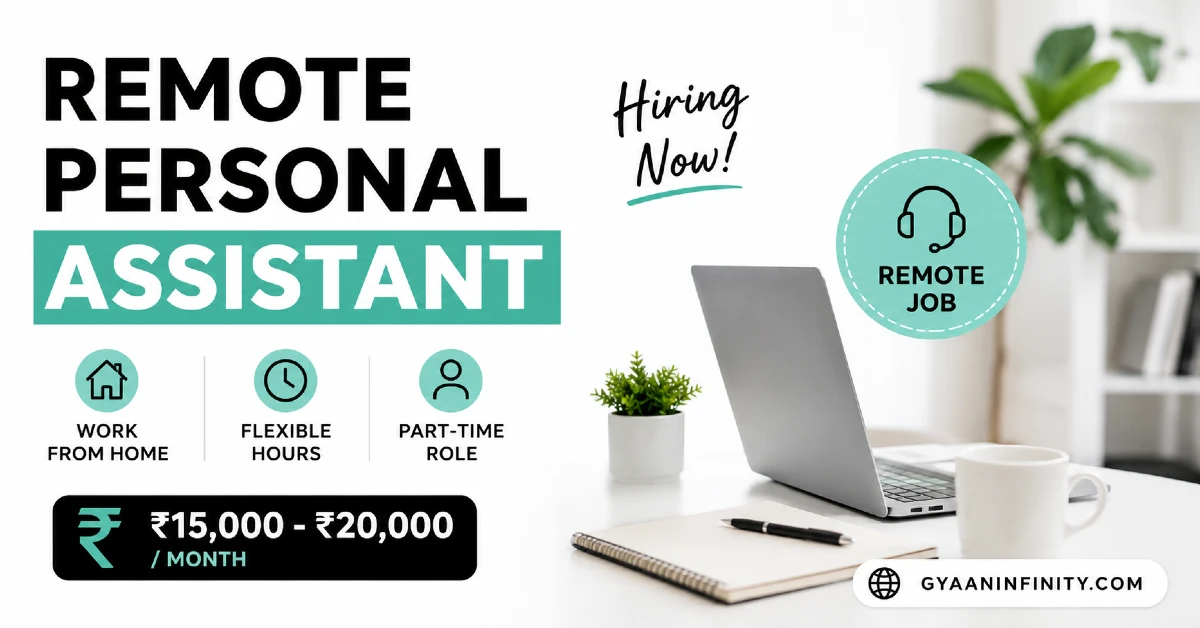Remote Personal Assistant job by individual employer ₹15,000-₹20,000/month, part-time. Full details before you apply.