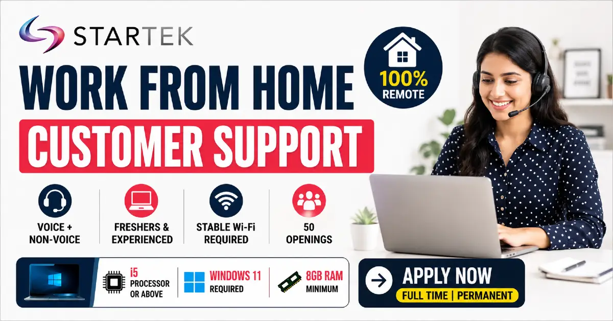 Startek is hiring for a 100% WFH blended process